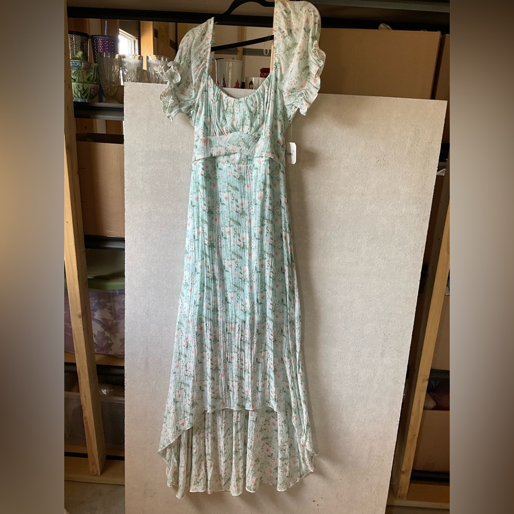 Altar'd State Floral High Low Dress - Green and Pink